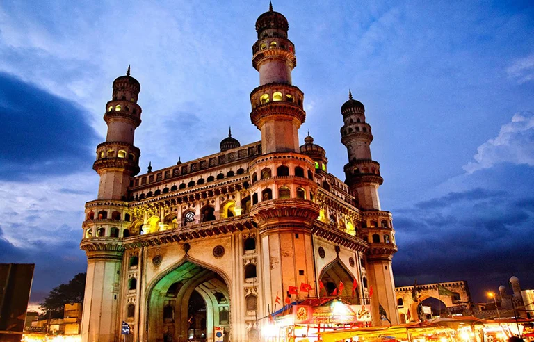 Historic Charminar monument in Hyderabad, the City of Pearls.